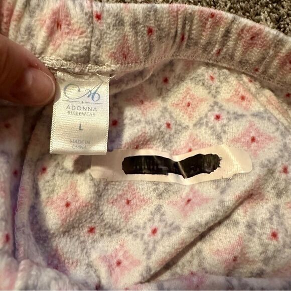 Adonna Pink and White Fleece Pajama Pants (R1) - Picture 3 of 3